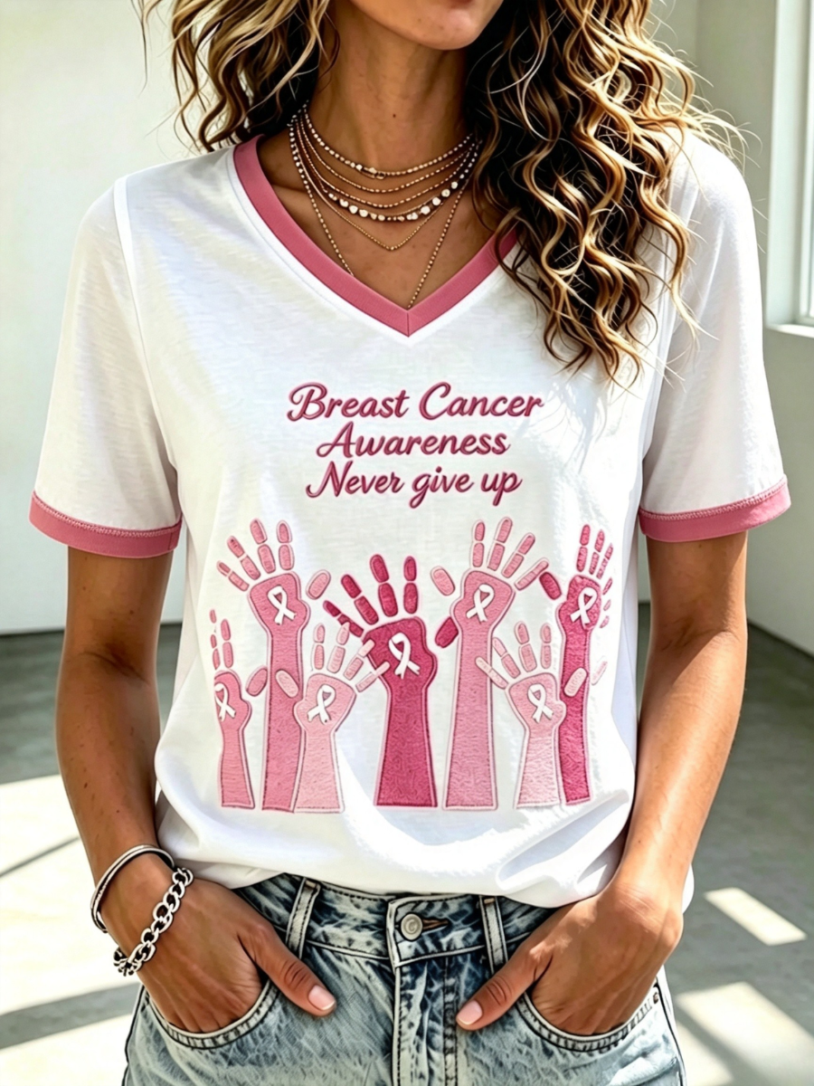Women'S Fight Cancer In Every Color Print Short-Sleeve T-Shirt