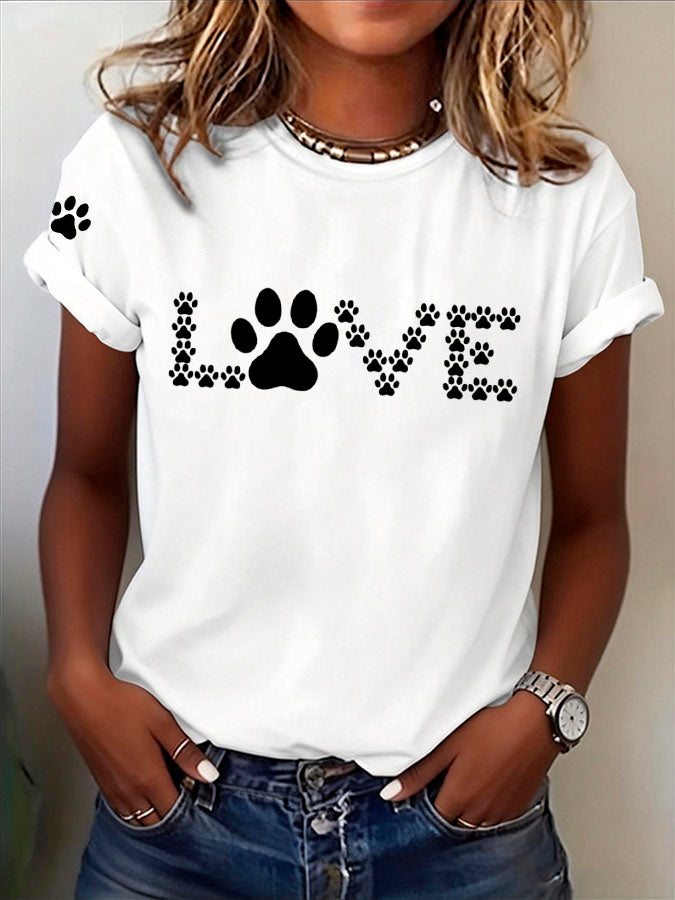 Women'S Paw Printed T-Shirt