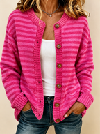 Women'S Casual Striped Knitted Cardigan