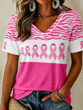 Women'S Breast Cancer Promotional Print Short Sleeved T-Shirt