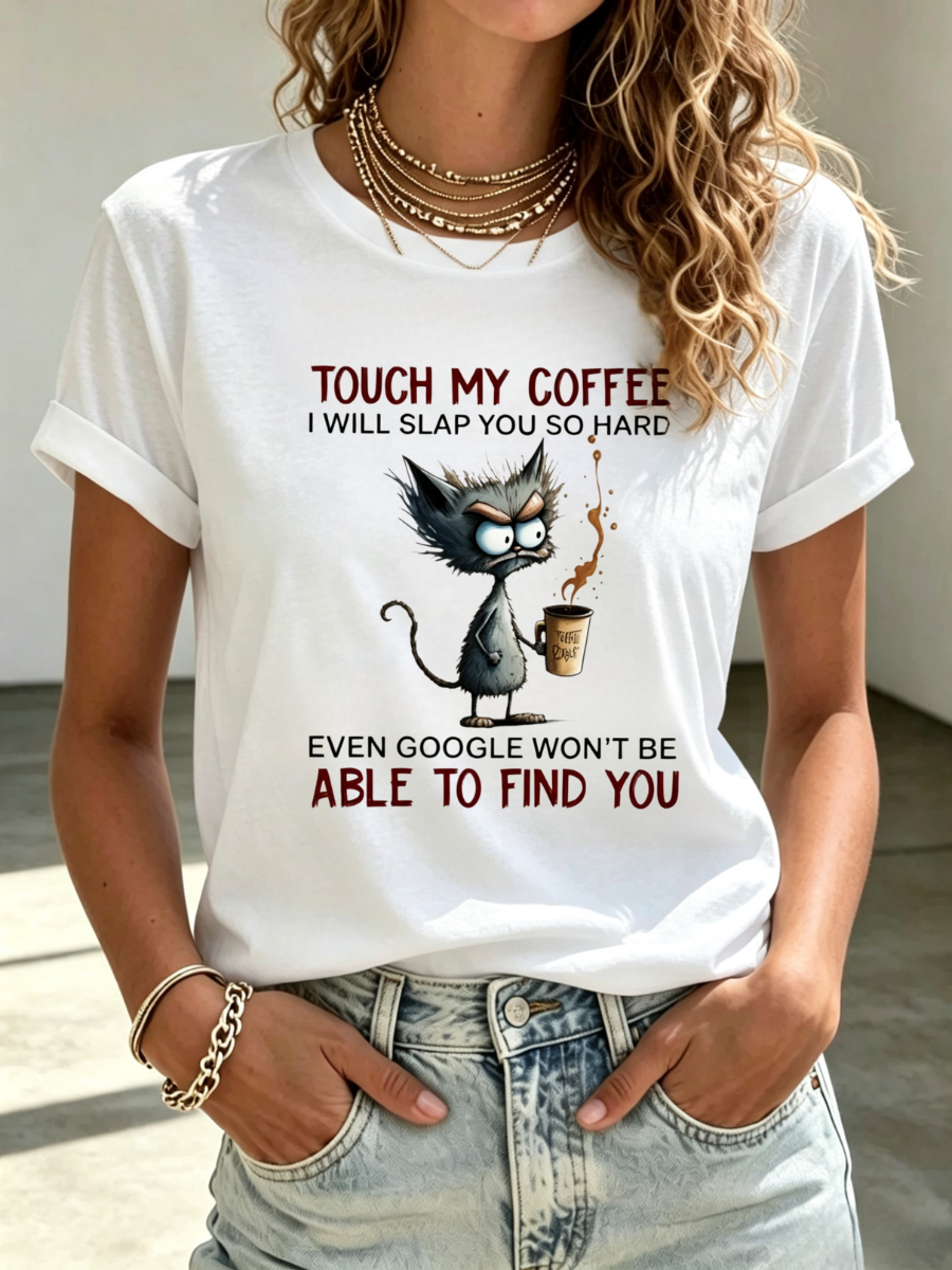 Women's Animals Cat Printed Fashion Loose Short Sleeve T-Shirt