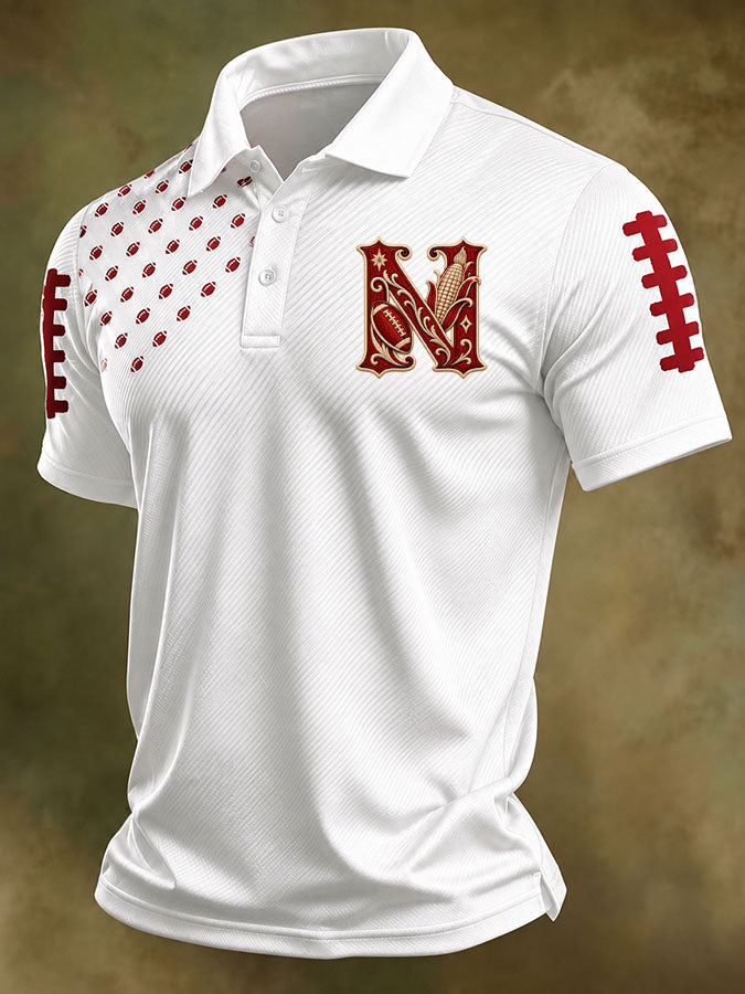 Men'S Retro Rugby Collar Polo T-Shirt