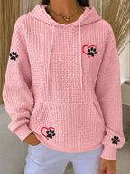 Women'S Dog Paw Heart Printed Hoodie