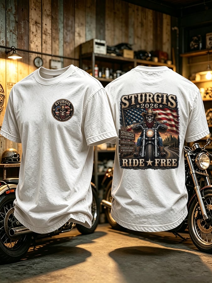 Men's Motorcycle Rally Print Casual T-shirt
