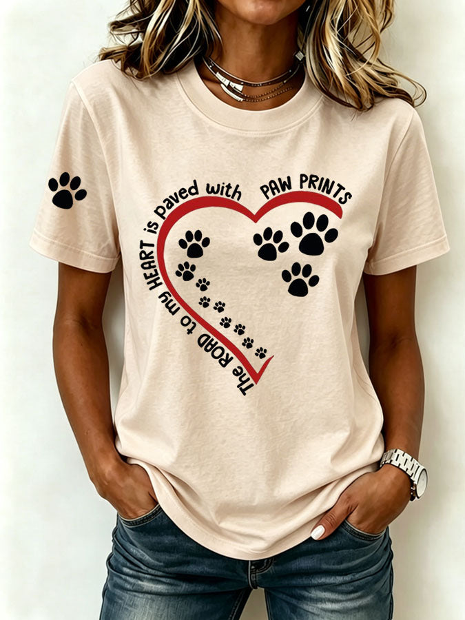 Women's Heart and Paw Print T-Shirt