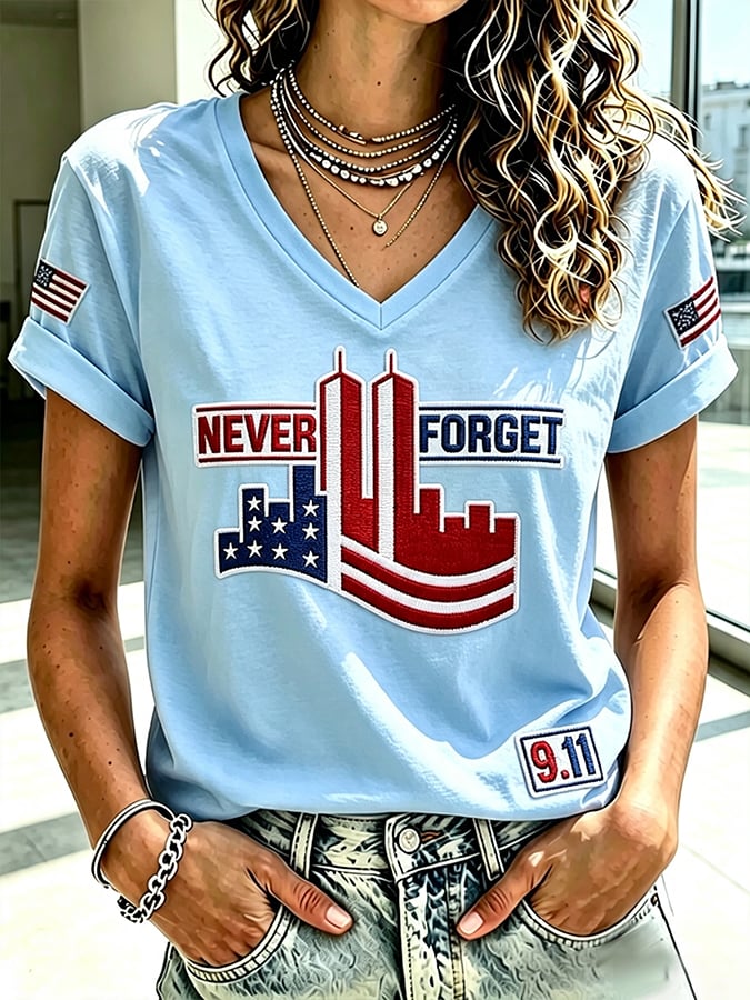 Women's Never Forget September 11 Print T-Shirt