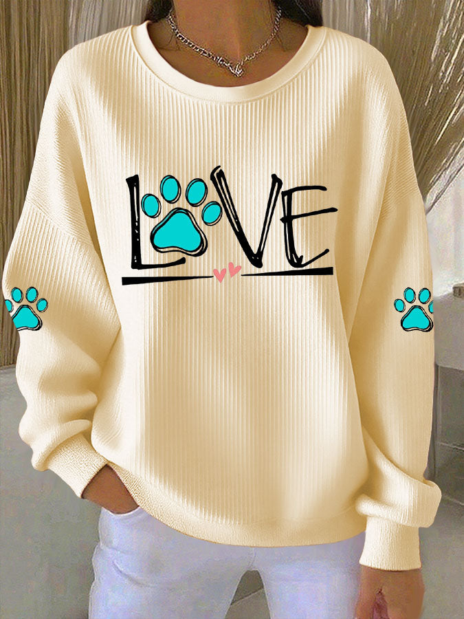 Women's Dog Paw Print Casual Sweatshirt