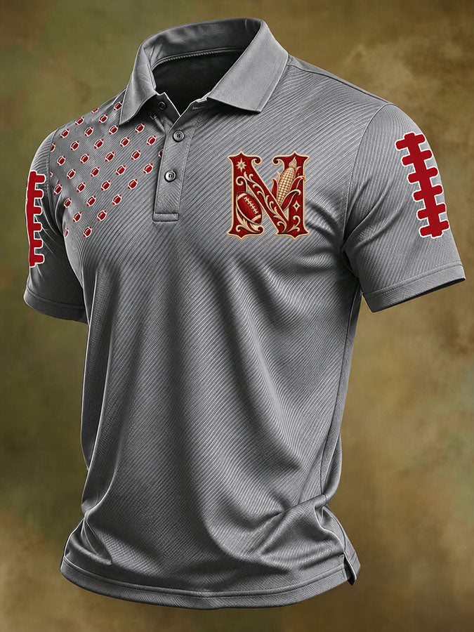 Men'S Retro Rugby Collar Polo T-Shirt
