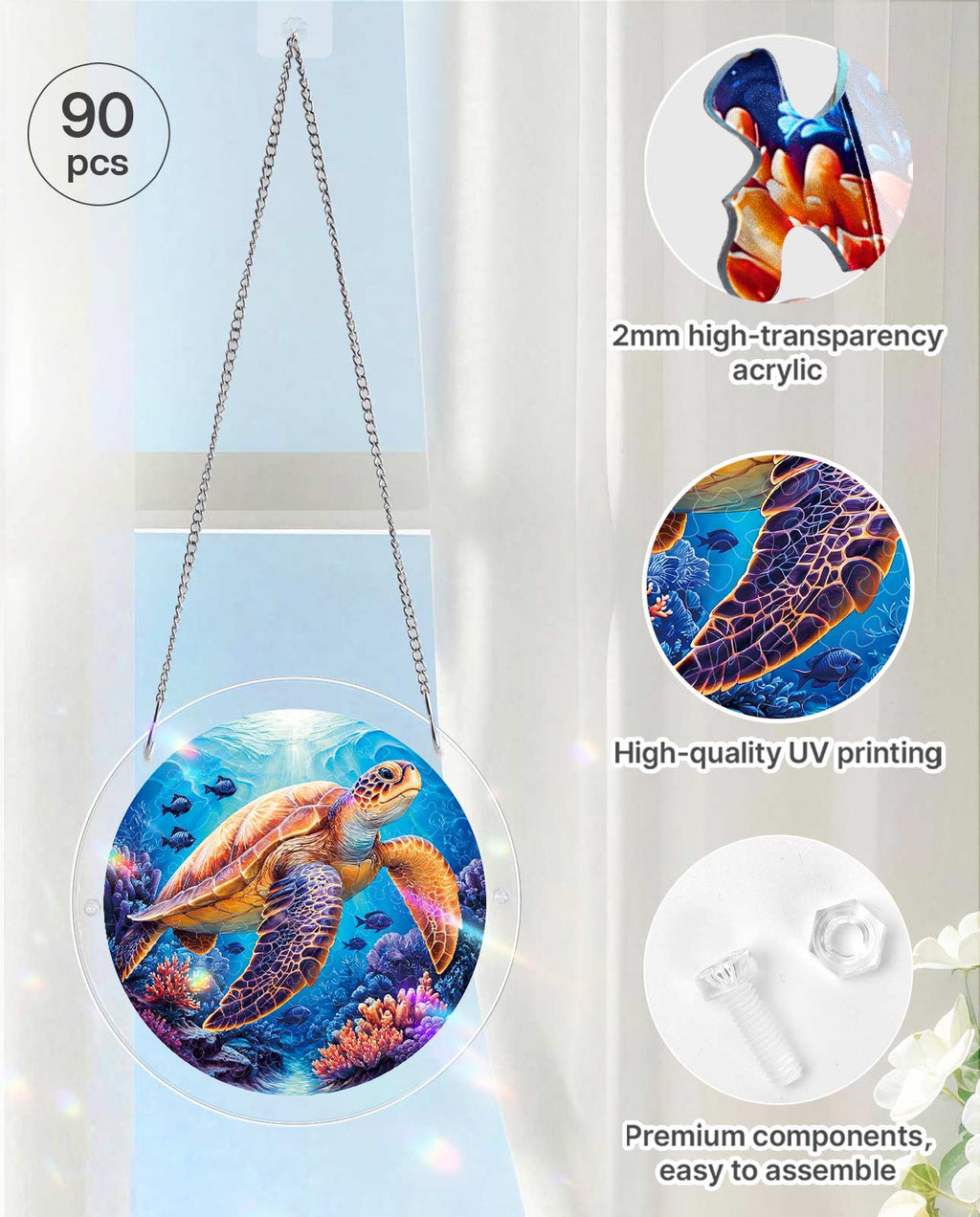 Acrylic Jigsaw Puzzle Suncatcher - Starsea Turtle
