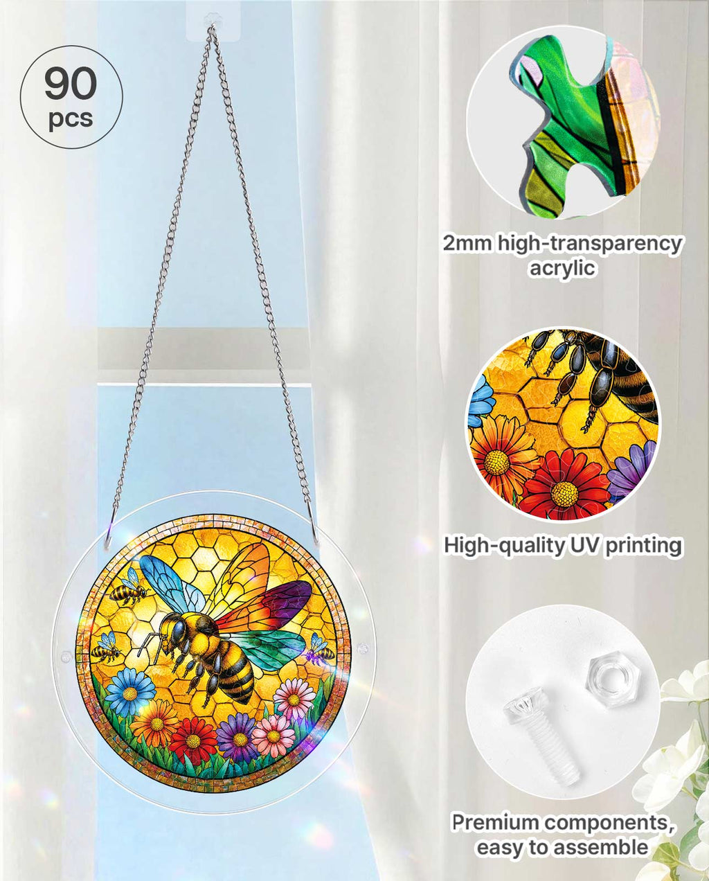 Acrylic Jigsaw Puzzle Suncatcher - Sunshine Bee
