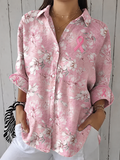 Women'S Breast Awareness Floral Print Casual Shirt
