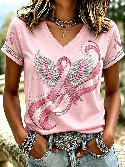 Women'S Breast Cancer Awareness Printed Casual T-Shirt