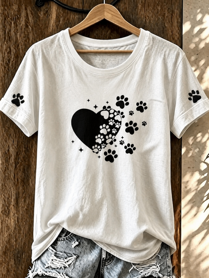 Women'S Cat Printed V-Neck Top