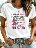 Women'S Breast Cancer Awareness Month Pink Printed Round Neck T-Shirt