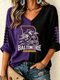 Women'S Football Print Waffle  Top