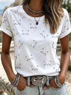 Women'S Cat Printed Casual T-Shirt