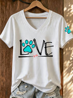 Women's Dog Paw Print T-shirt