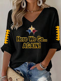 Women'S Football  Print Waffle  Top