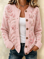 Women's Casual Floral Knitted Cardigan Top