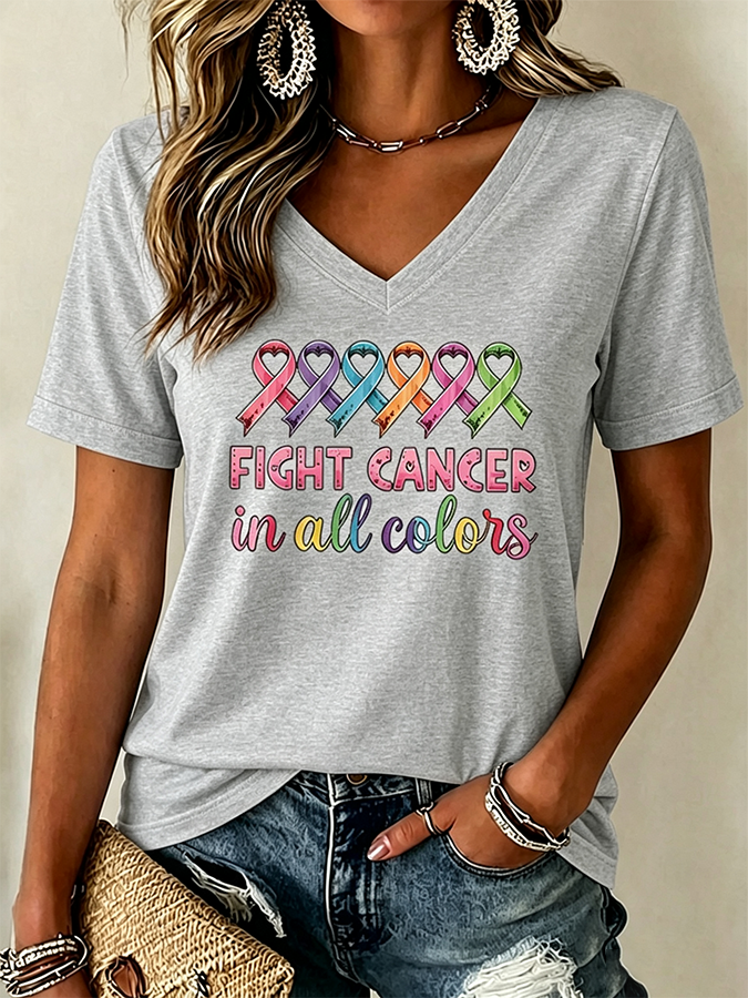 Women'S Cancer Awareness Print Short-Sleeve T-Shirt