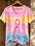 Women'S Breast Cancer Awareness Printed Short Sleeved T-Shirt