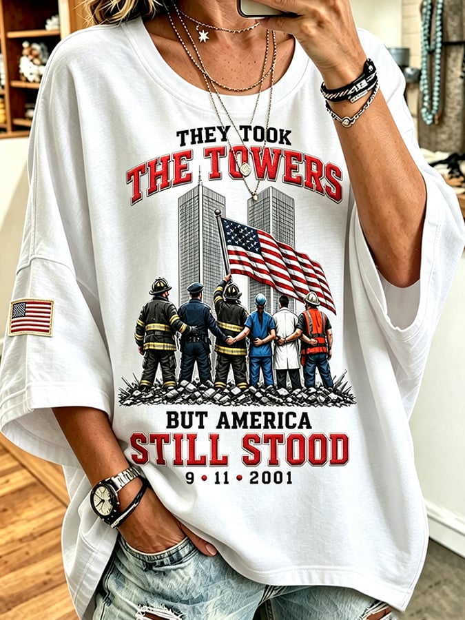 Women's  Retro 9.11 Never Forget Print Top