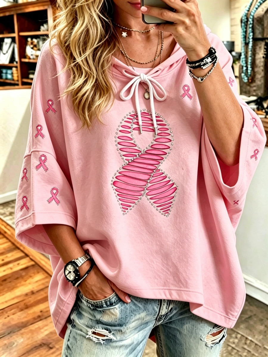 Women's Breast Cancer Awareness Ribbon Pattern Hoodie