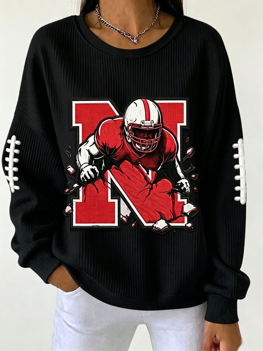 Women'S Football Print Casual Sweatshirt