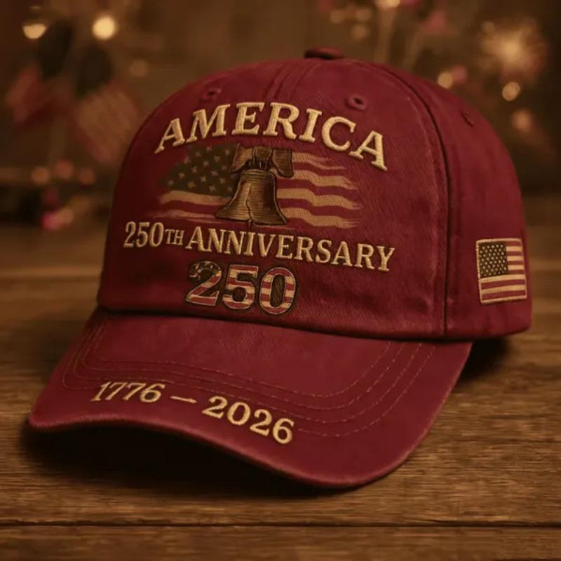 America 250th Anniversary 1776-2026 Embroidered Baseball Cap for Men Vintage Washed Gray Relaxed Fit Daily Casual Outdoor Spring Summer Fall Headwear Patriotic Liberty Bell American Flag Decorated Hat