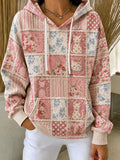 Female Casual Pink Art Cat Hoodie