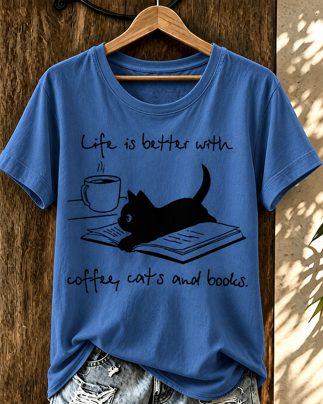 Women'S Clothing Cife Is Better With Coffee Cats And Bodies Printed T-Shirt
