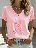 Women'S Breast Cancer Awareness Printed Casual T-Shirt