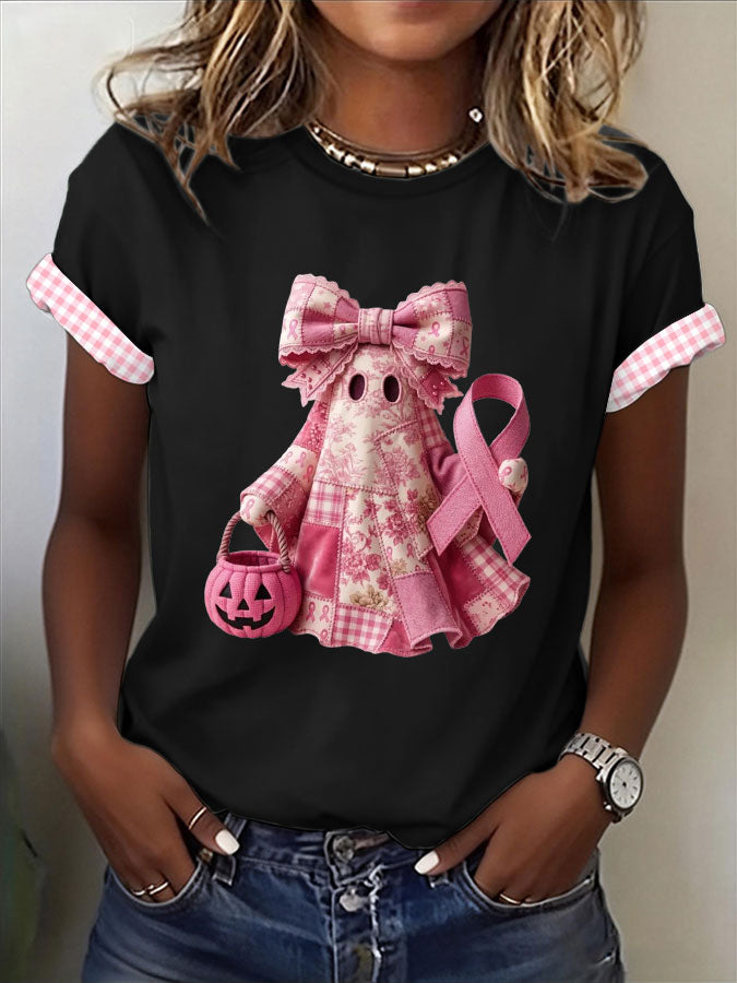 Women'S Retro Pink Art Printed T-Shirt