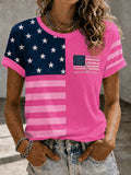 Women'S Casual Flag Breast Cancer Promotion Pink Art T-Shirt