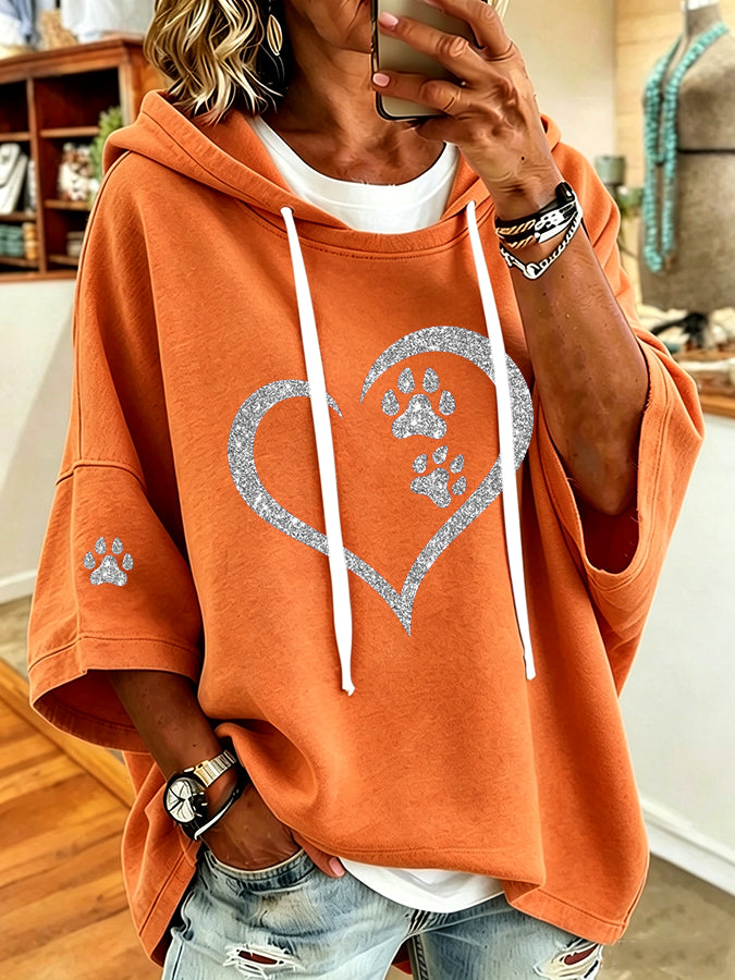 Women'S Vintage Paw Print Hoodie