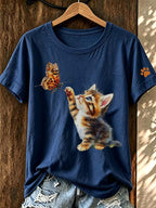 Women'S Cat Paw Printed T-Shirt