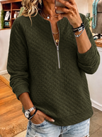 Women'S Casual Solid Color Multi-Color Cotton Diamond Grid Long Sleeved Pullover Sweatshirt