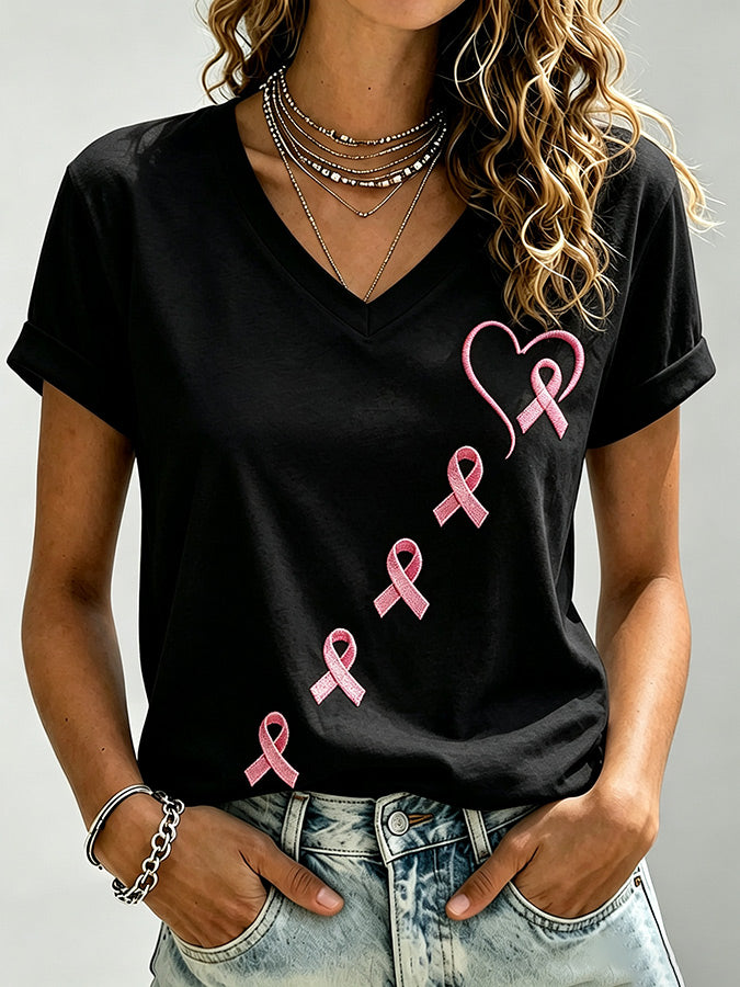 Women'S Breast Cancer Belief Printed T-Shirt