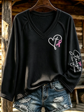 Women'S Breast Cancer Awareness Printed Long Sleeve T-Shirt