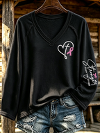 Women'S Breast Cancer Awareness Printed Long Sleeve T-Shirt