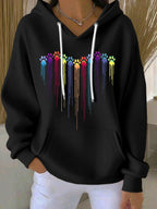 Women'S Dog Paw Heart Hooded Sweatshirt