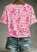 Women'S Breast Cancer Promotional Print Short Sleeved T-Shirt
