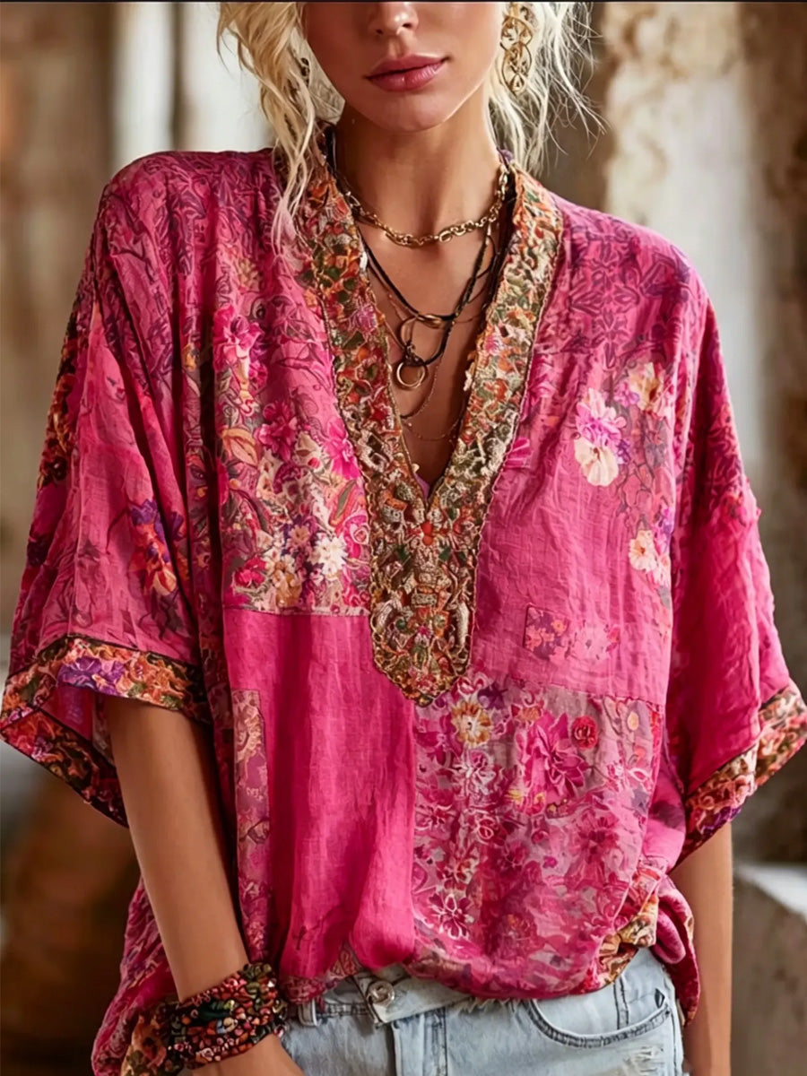 Women's Vintage Casual Floral Top