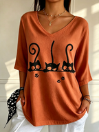 Women'S Cat Printed Casual T-Shirt