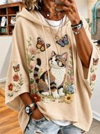 Women's Cat and Flower Hoodie