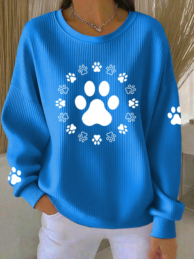 Women's Dog Paw Print Casual Sweatshirt