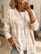 Women'S Casual Breast Cancer Awareness Cardigan Top