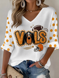 Women'S Football Print Waffle Top
