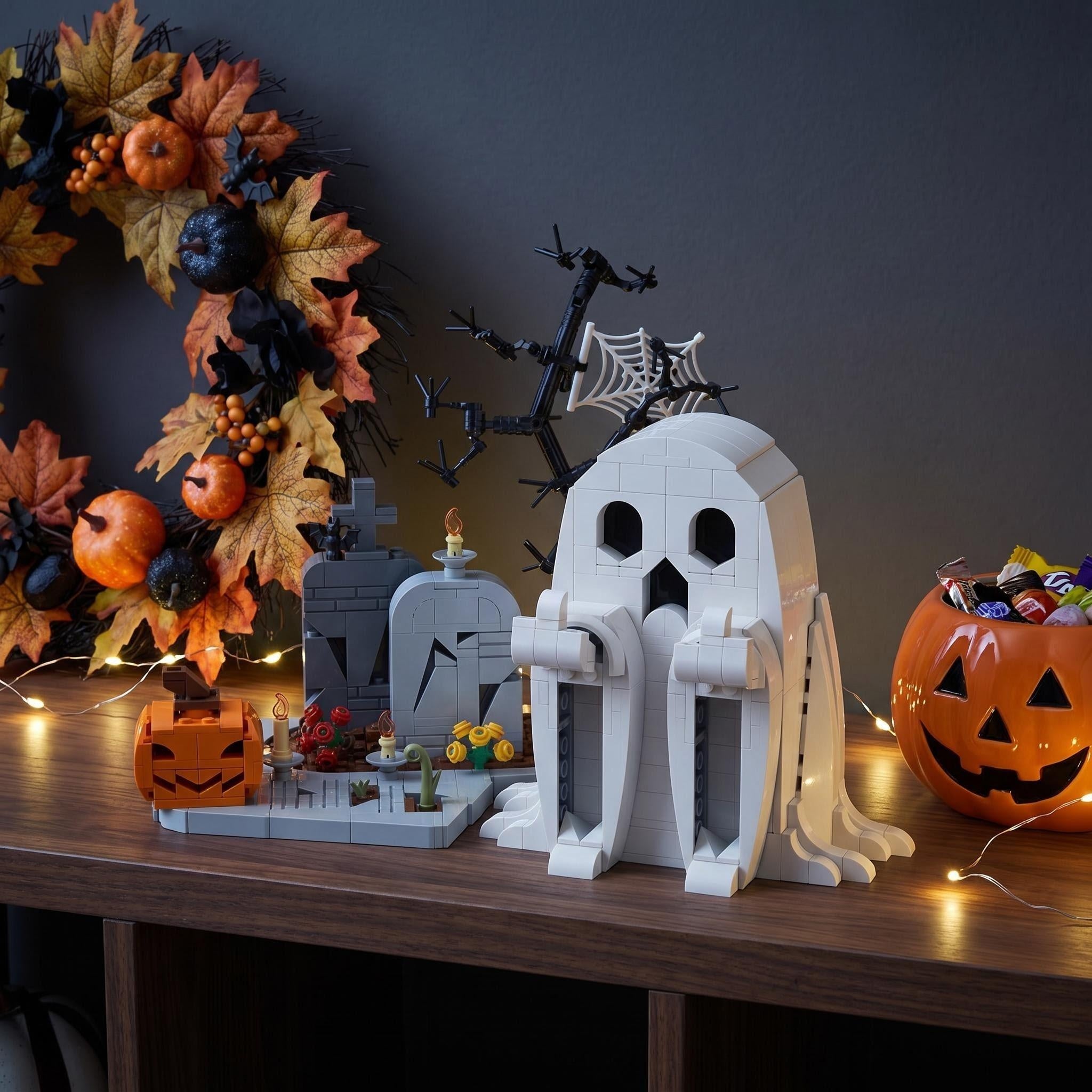 Middle Finger Ghost Halloween Block Set – Spooky Graveyard Display (Limited Edition)