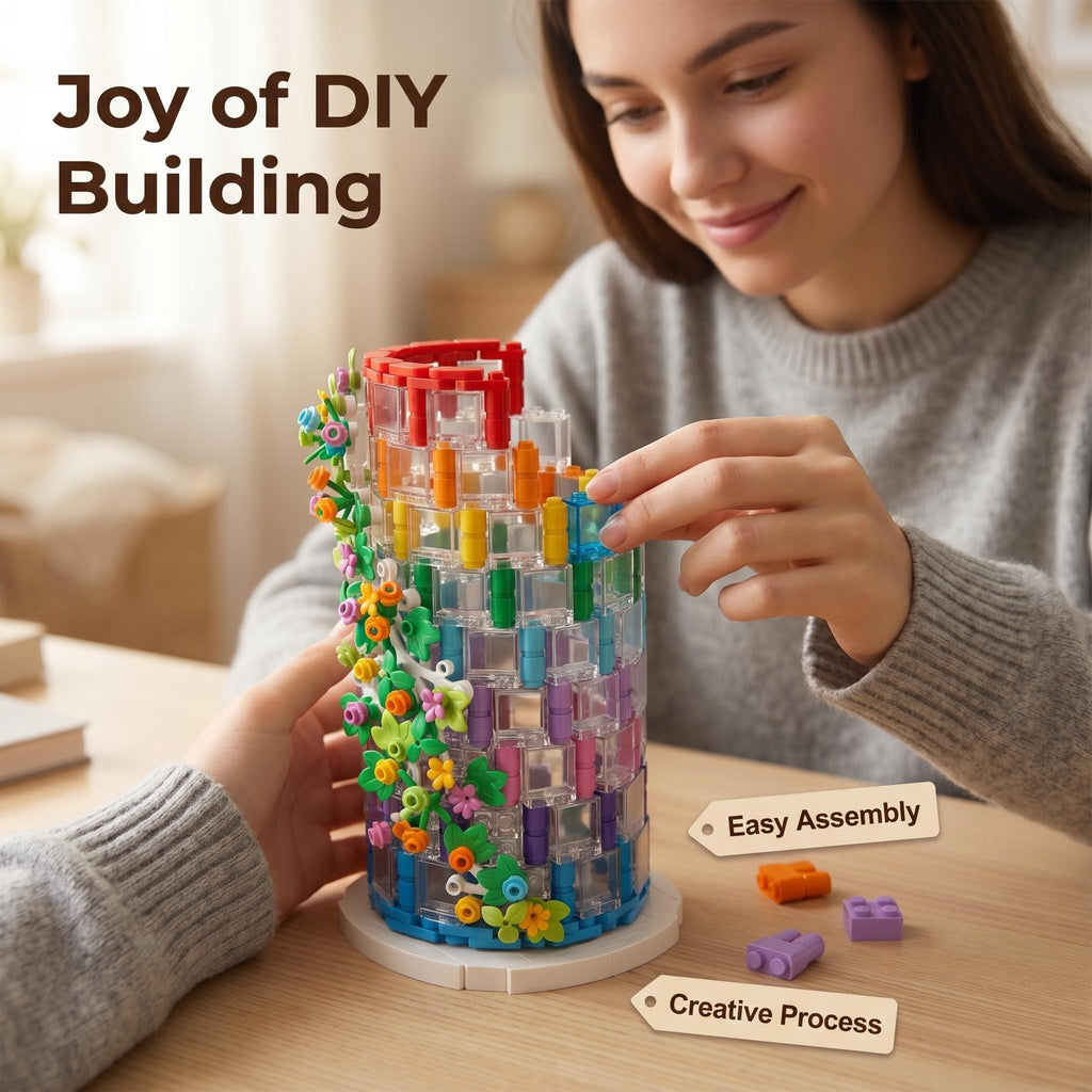 🌈💐Rainbow Bloom Brick Vase – Creative Home Decor Build
